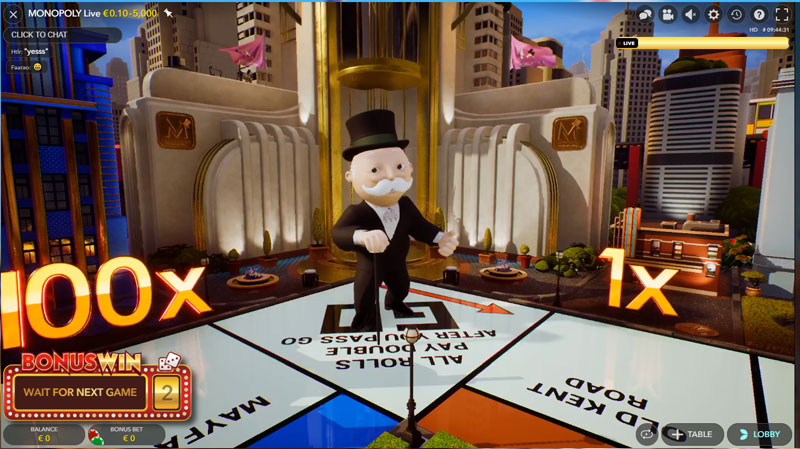 Review of Monopoly Live by Evolution Gaming 3 board